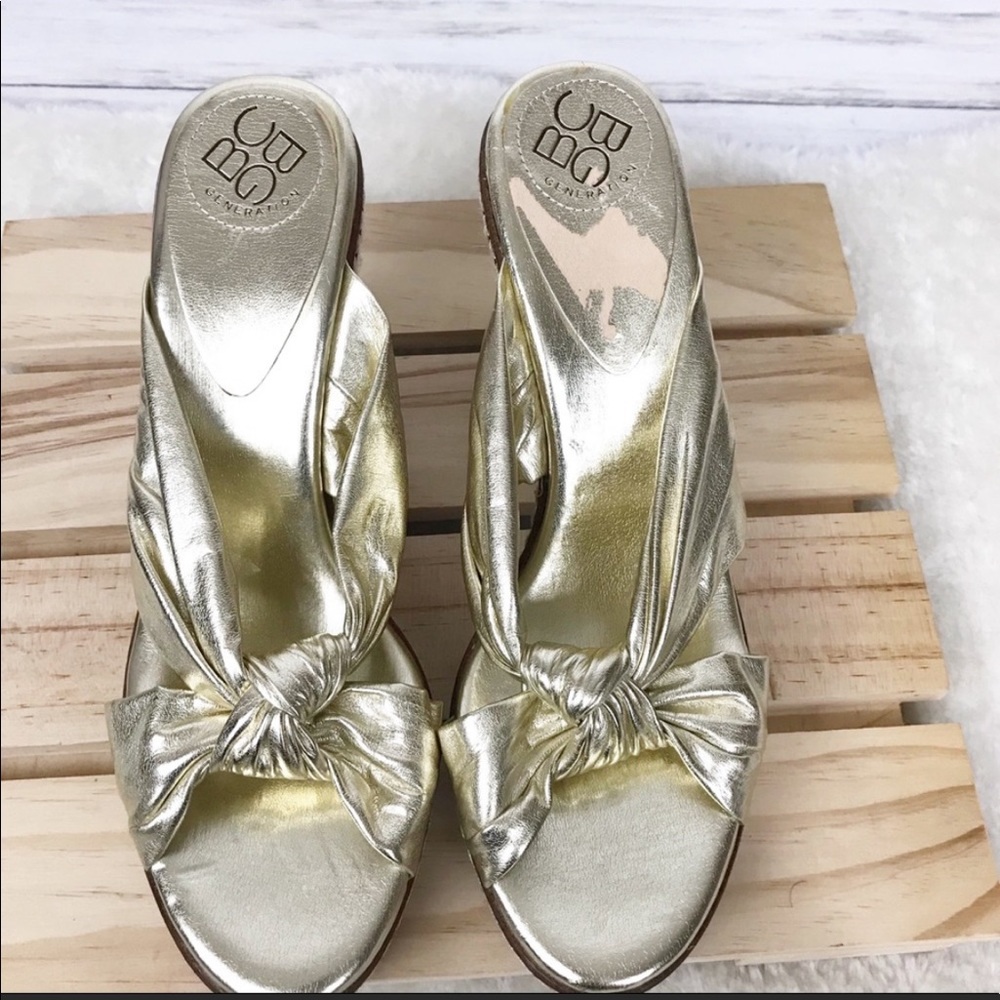 BCBG MaxAzria Gold Espadrille Slip On Sandals